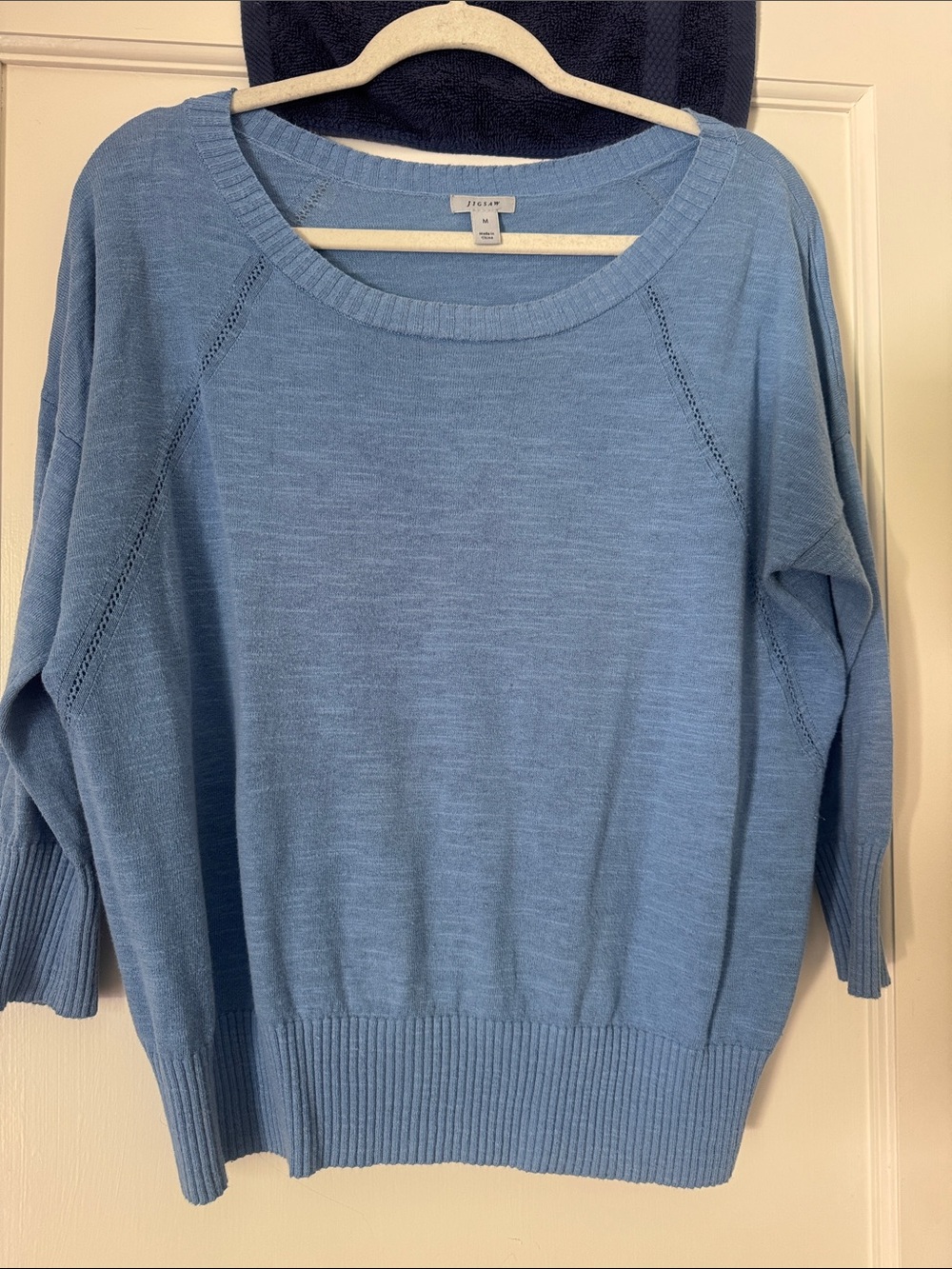 Jigsaw Sky Blue Scoop-Neck Lightweight Sweater